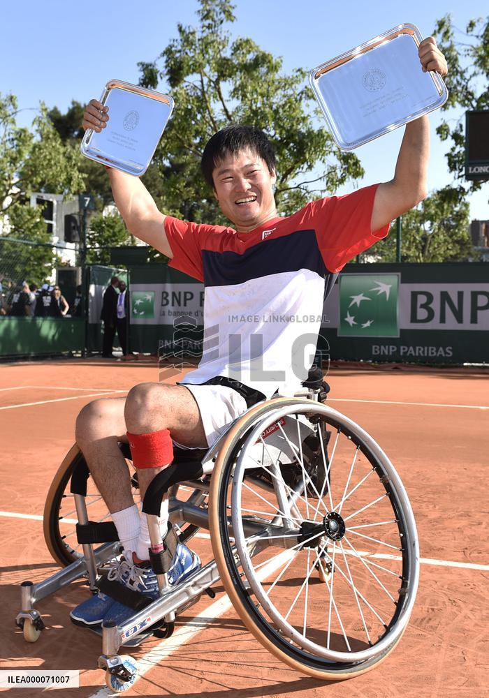 Japanese wheelchair tennis champ wins singles, doubles at French Open