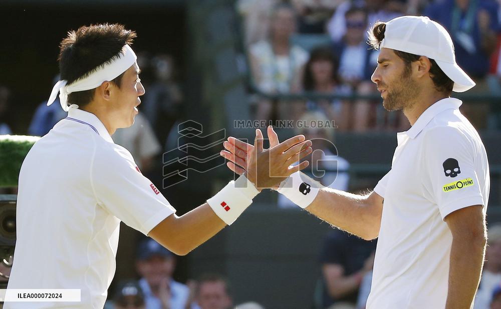 Nishikori beats Bolelli in 5-set Wimbledon opener