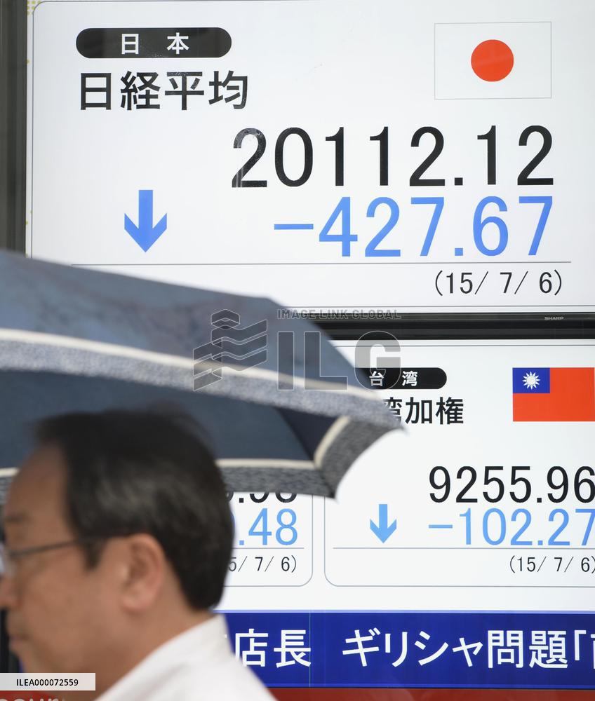 Tokyo stocks dive as Greek vote points to eurozone exit