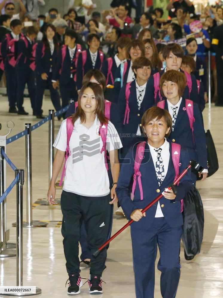 Nadeshiko Japan arrive home from Women's World Cup