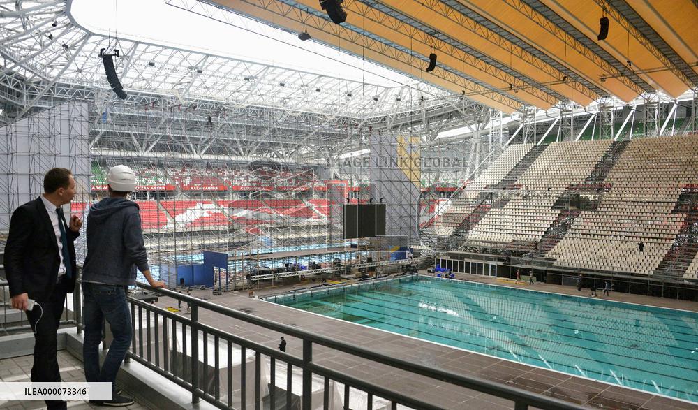 Pool built inside football stadium for swimming c'ship in Russia