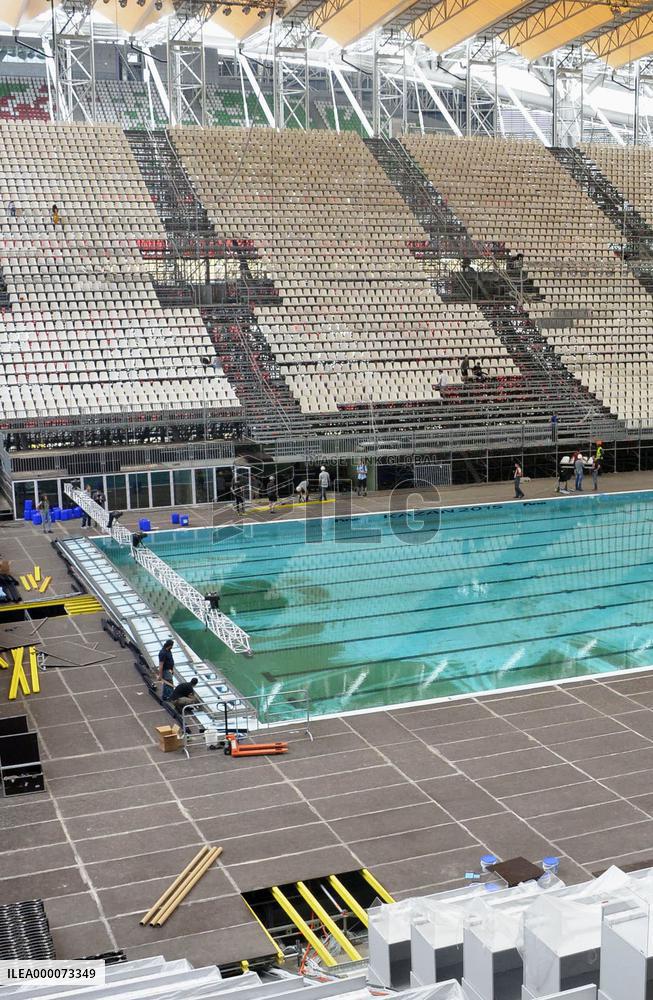 Pool built inside football stadium for swimming c'ship in Russia