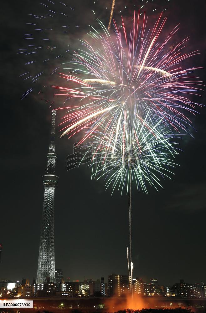 Fireworks over Sumida River