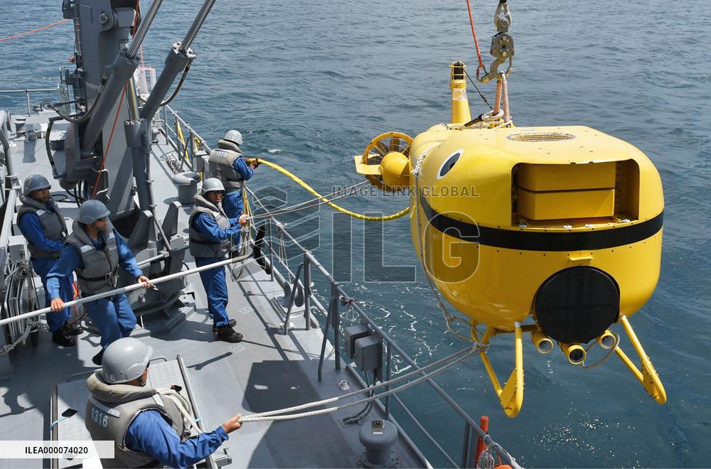 Remote-controlled robot seen in minesweeping exercise