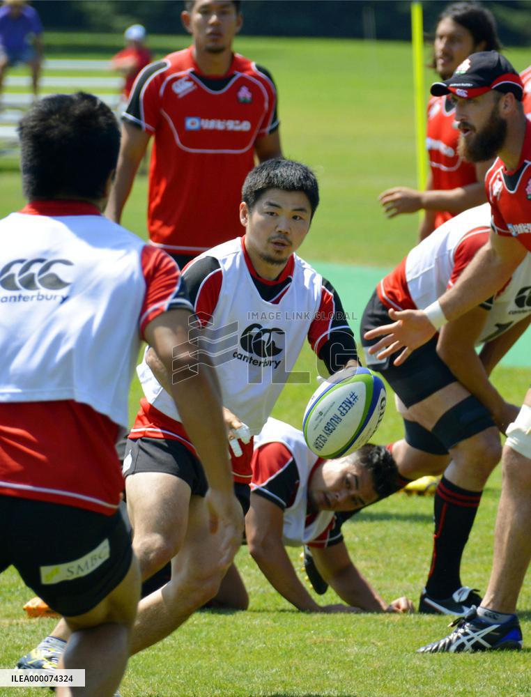 Japanese national rugby team's Tanaka in practice session