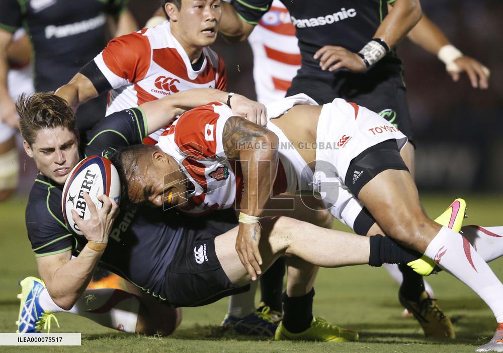 Sa'u of Japan squad tackles World XV player in friendly game