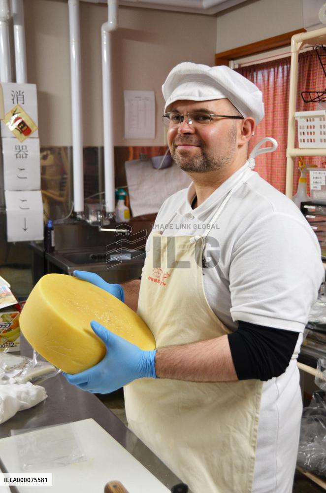 Italian man working at cheese factory in Hokkaido