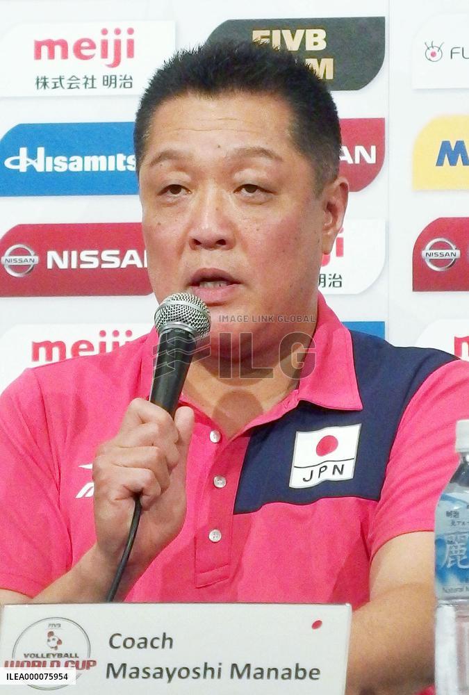 Japan volleyball coach speaks to reporters before women's World Cup