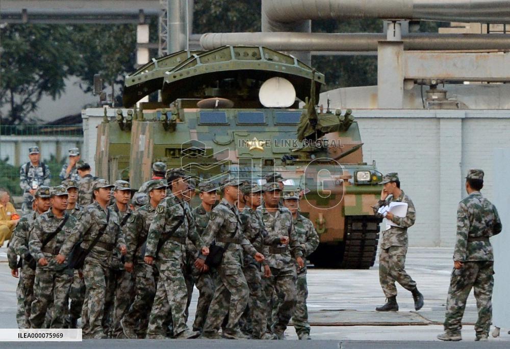 Chinese military rehearses for WWII 70th anniversary parade