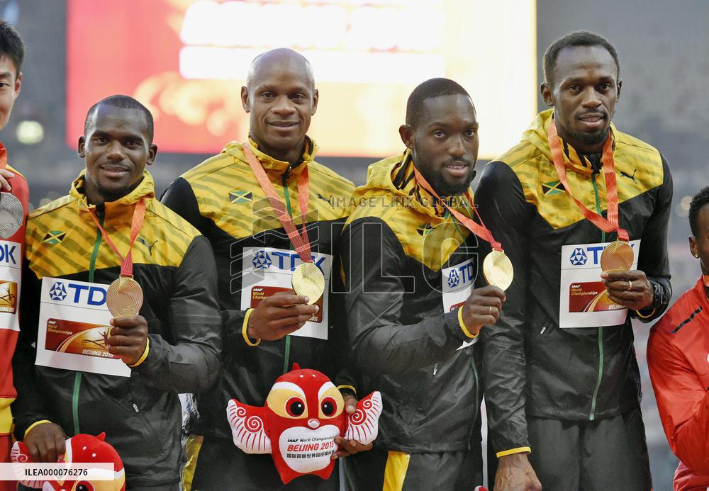 Jamaica wins men's 4x100 meter relay at world championships