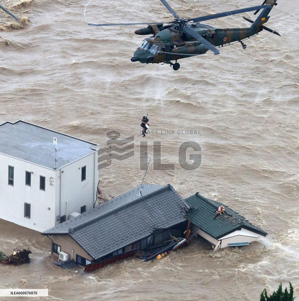 River flooding in eastern Japan leaves dozens of residents stranded