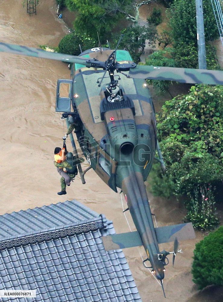 River flooding in eastern Japan leaves dozens of residents stranded