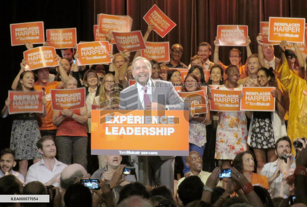 Canada's New Democratic Party leader Mulcair speaks in Montreal