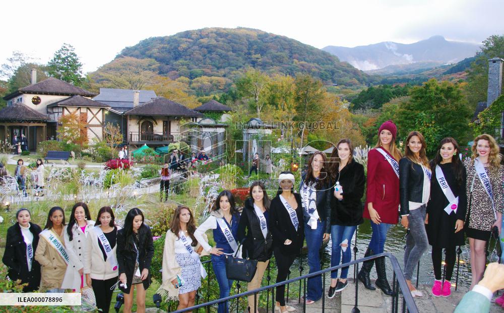Miss International contestants visit beleaguered Hakone hot spring resort