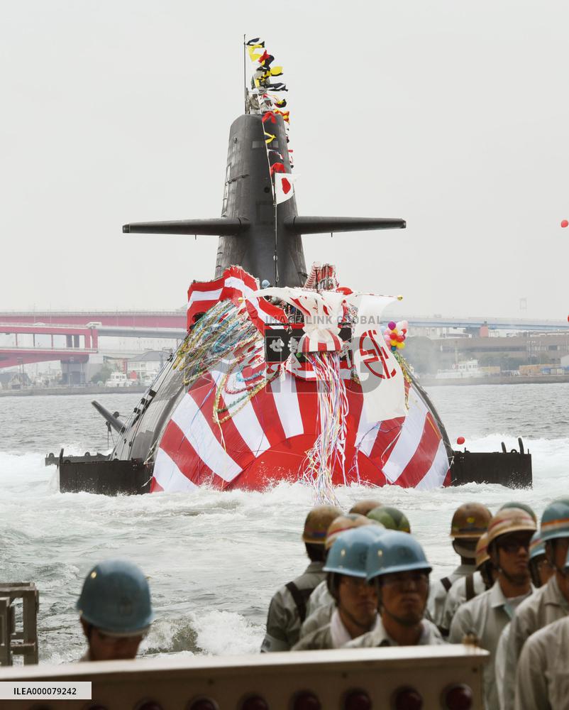 MSDF's new submarine taking to water