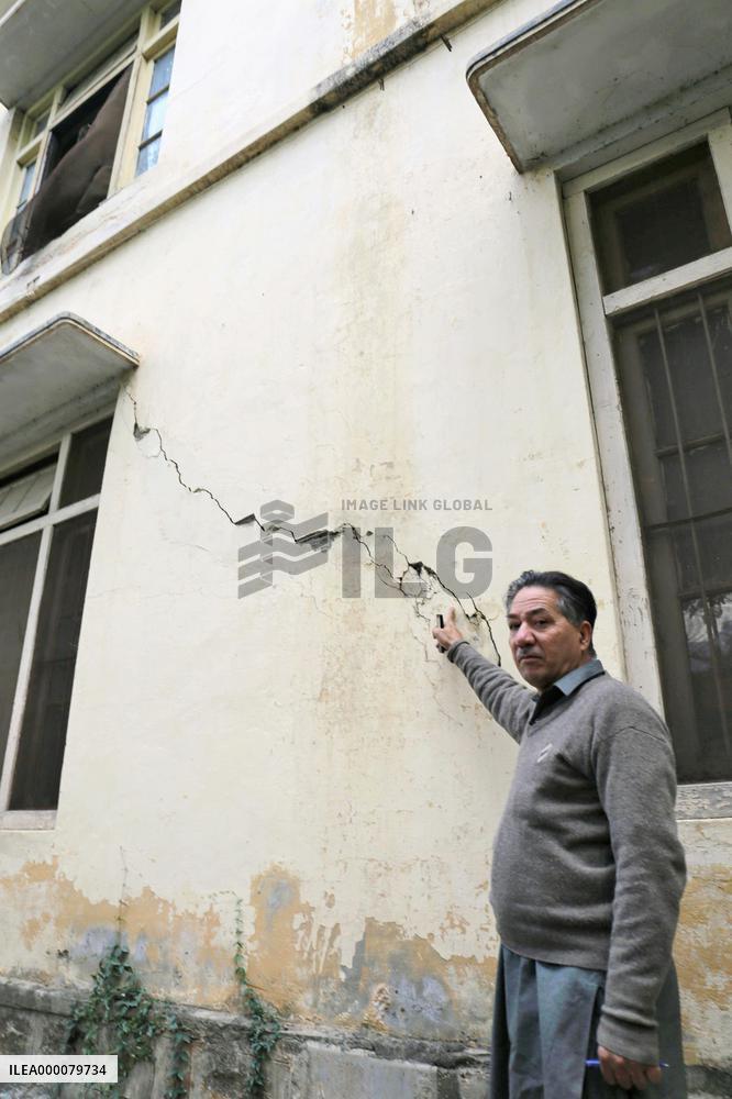 Damaged building shown at quake-hit Pakistani college