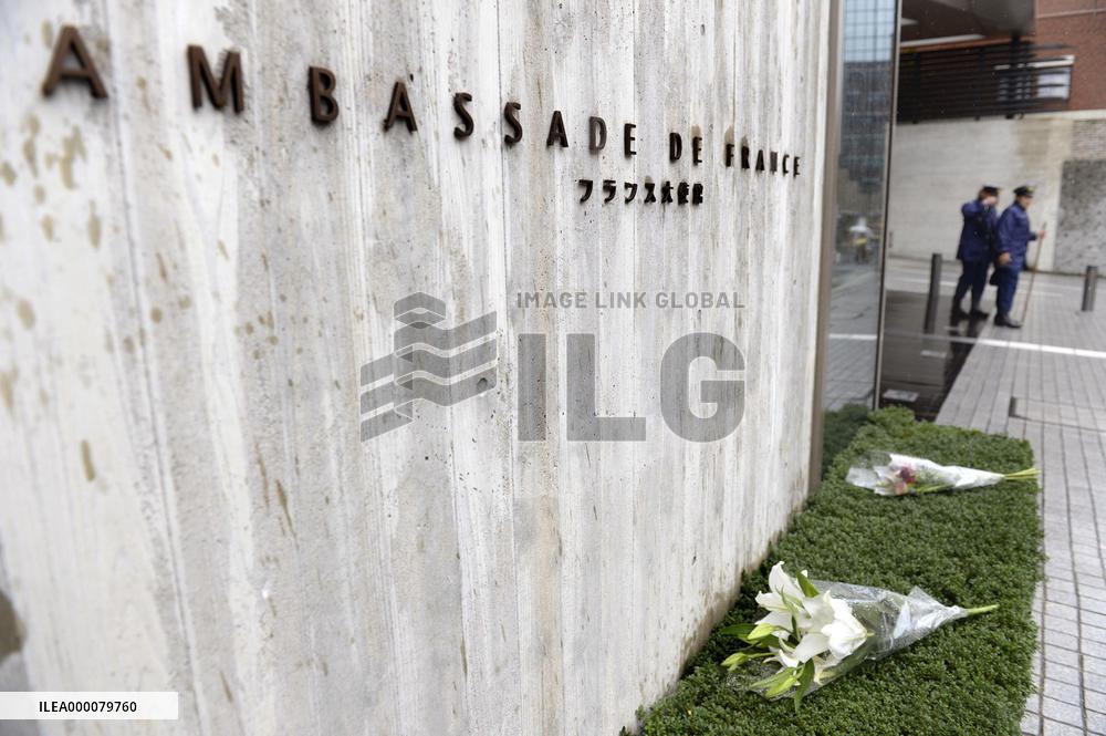 Flowers donated at French Embassy in Tokyo