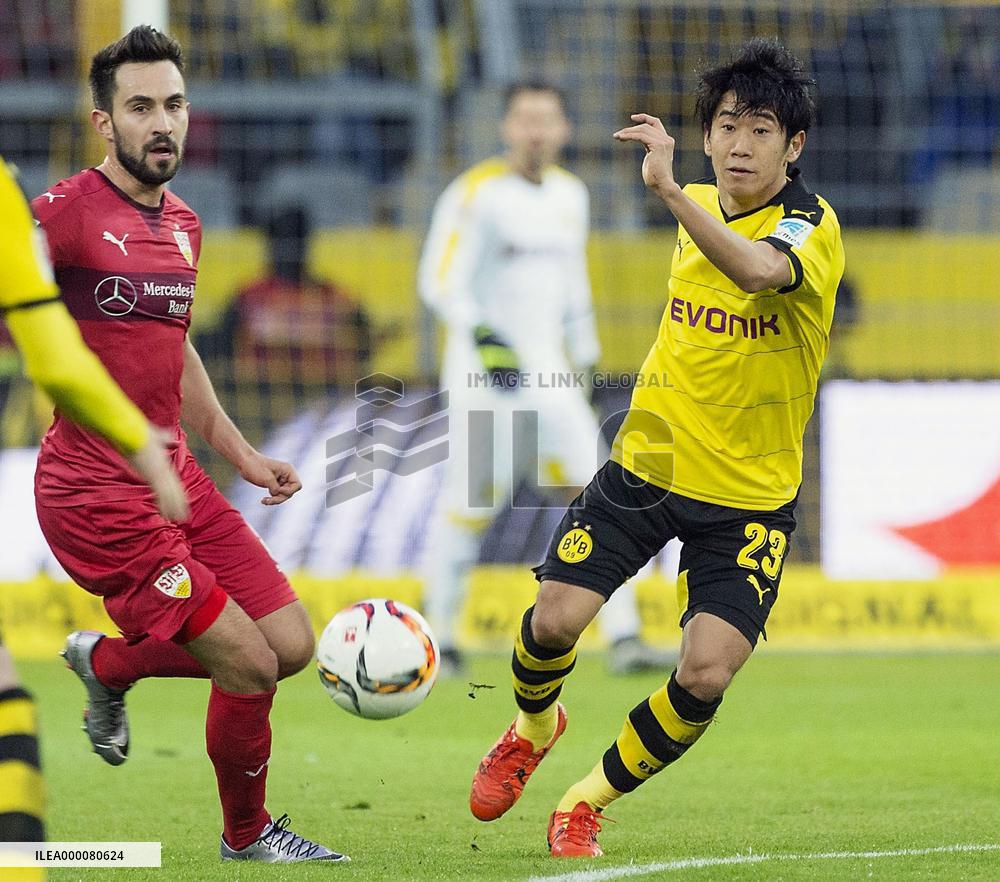 Kagawa of Borussia Dortmund in action against Stuttgart