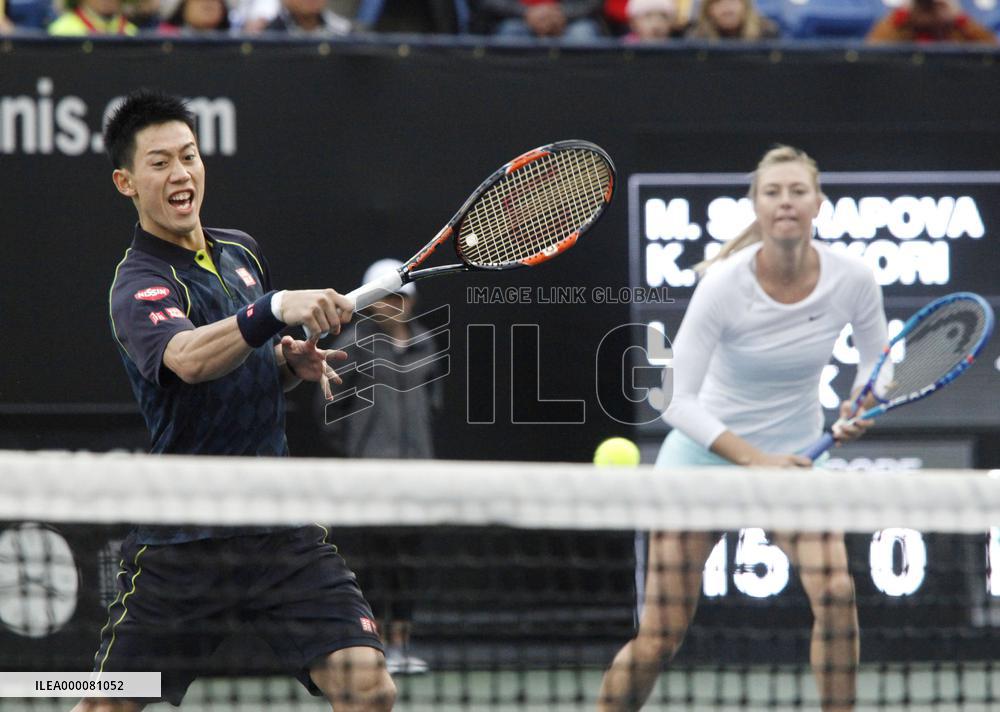 Nishikori, Sharapova play in charity match