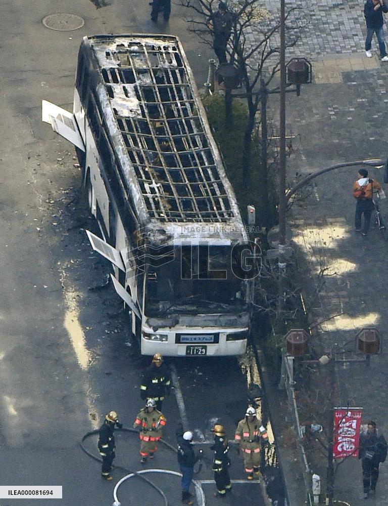 Tourist bus burnt in Tokyo, no one hurt