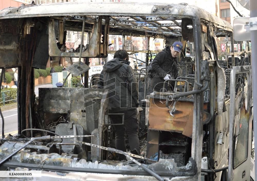 Tourist bus burnt in Tokyo, no one hurt