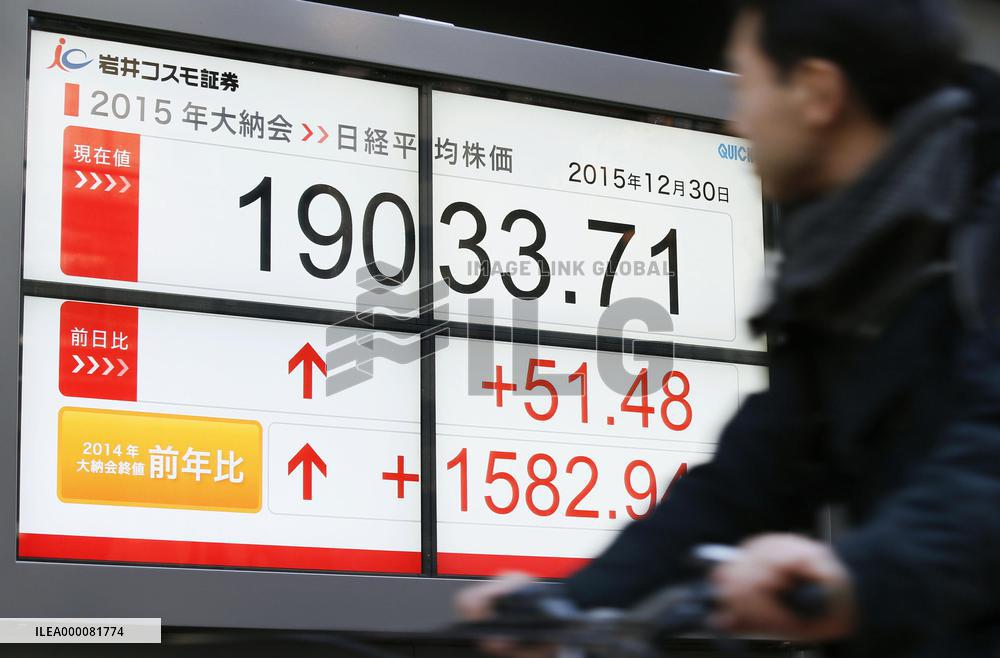 Nikkei ends 2015 at 19-year closing high