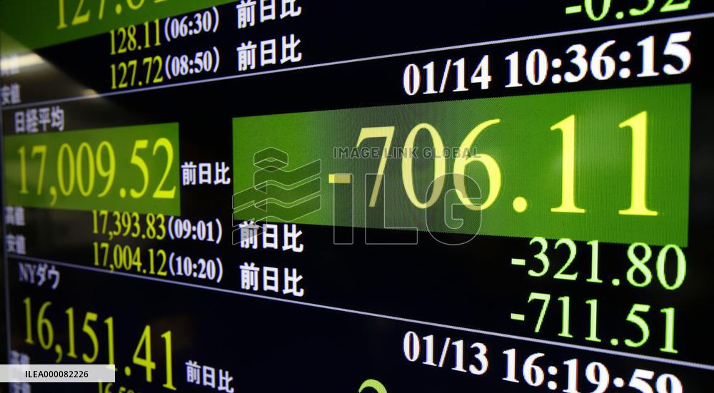 Tokyo stocks dive on global stock market sell-off