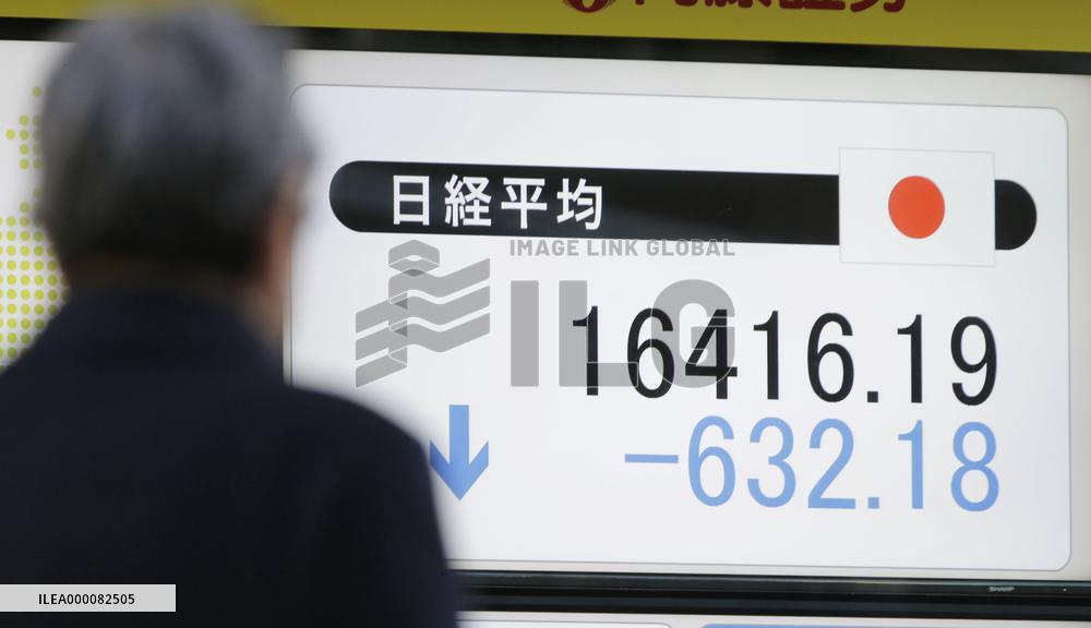 Tokyo stocks dive 3%