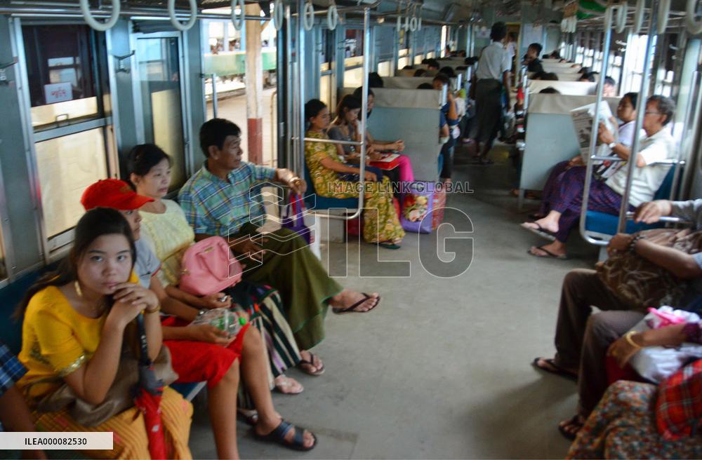 Train previously in service in Japan now runs in Myanmar