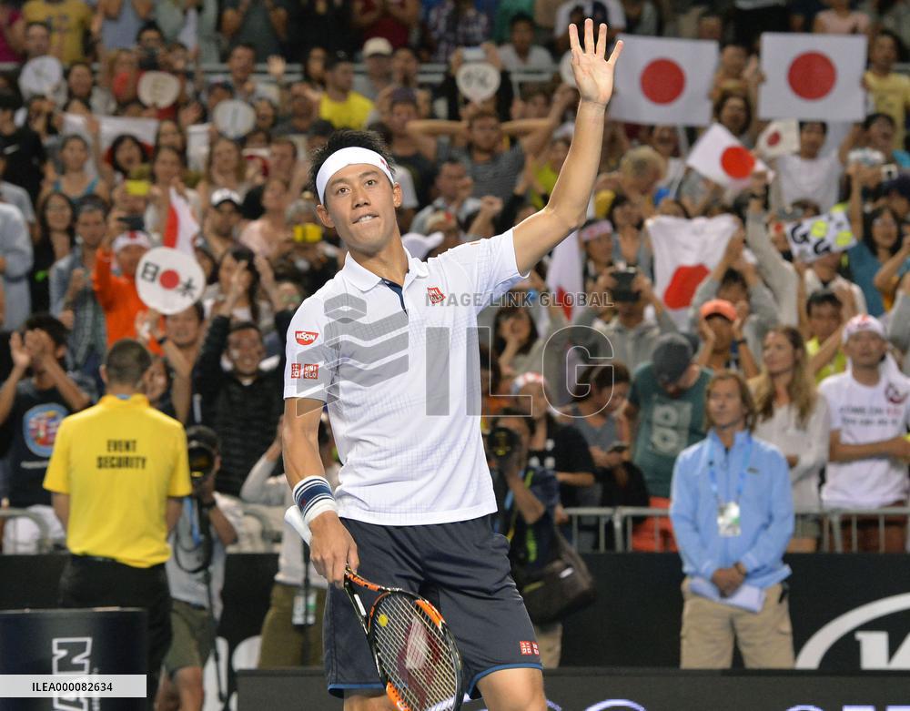 Japan's Nishikori storms in to Australian Open quarterfinals