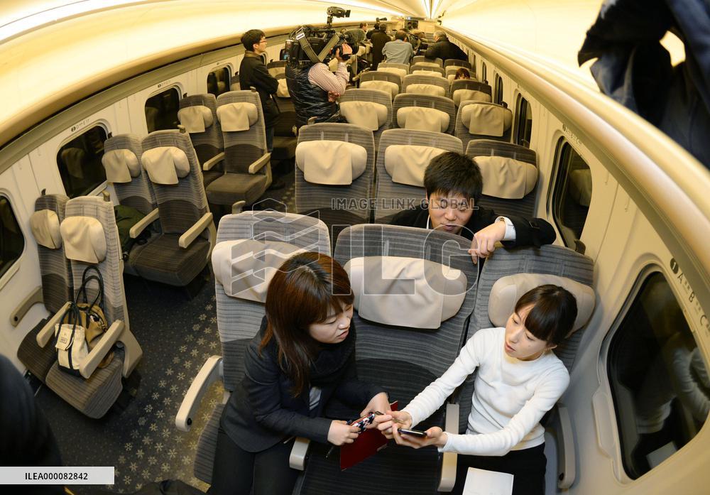 Reporters test-ride new Hokkaido Shinkansen bullet train