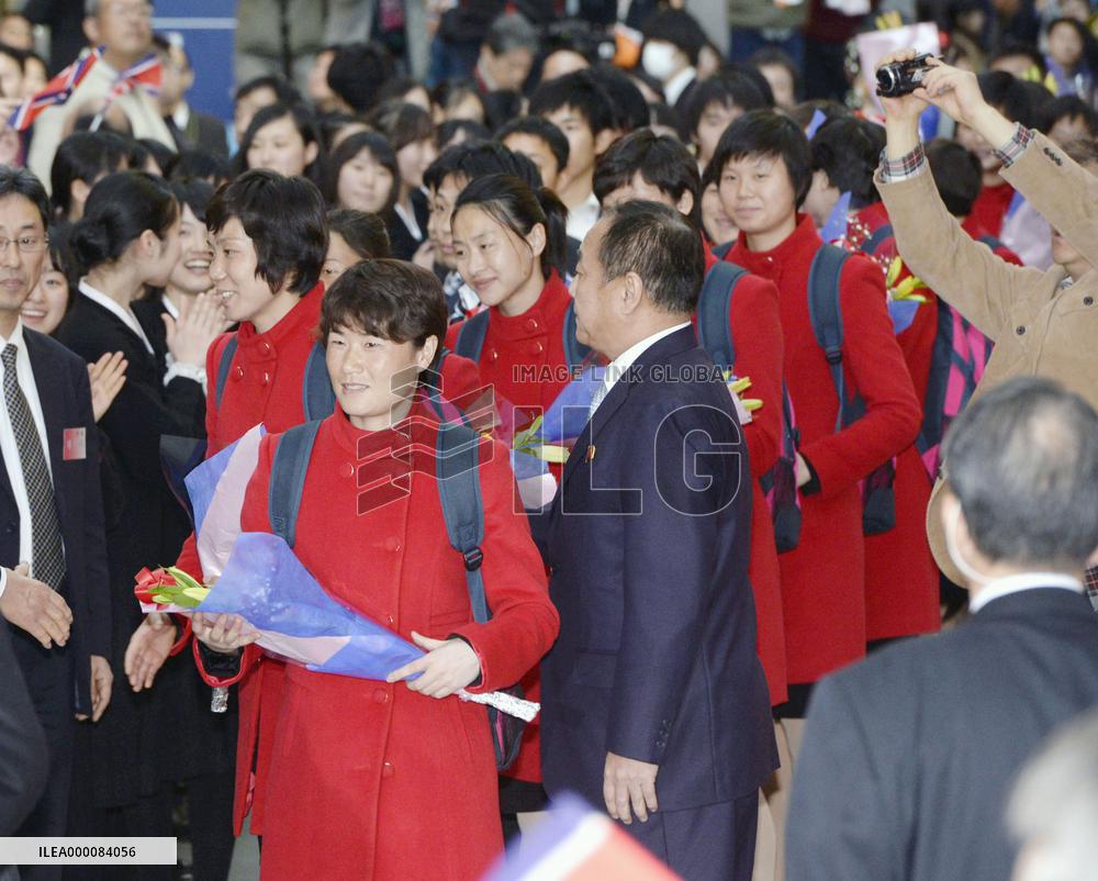 N. Korean female soccer team enters Japan as "exception" to sanctions