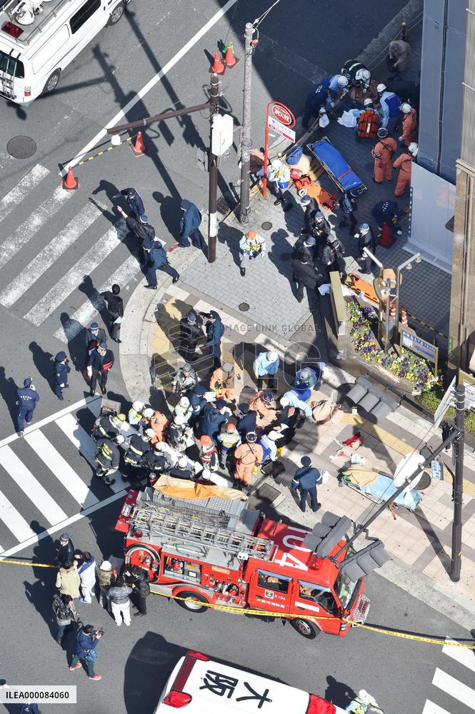 Car plows into pedestrians in central Osaka