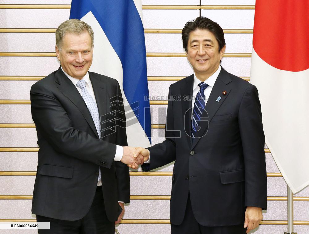 Finland Pres. Niinisto meets with Japan Prime Minister Abe