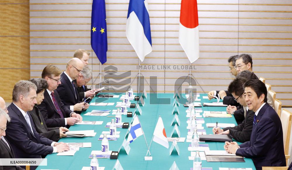 Finland Pres. Niinisto meets with Japan Prime Minister Abe