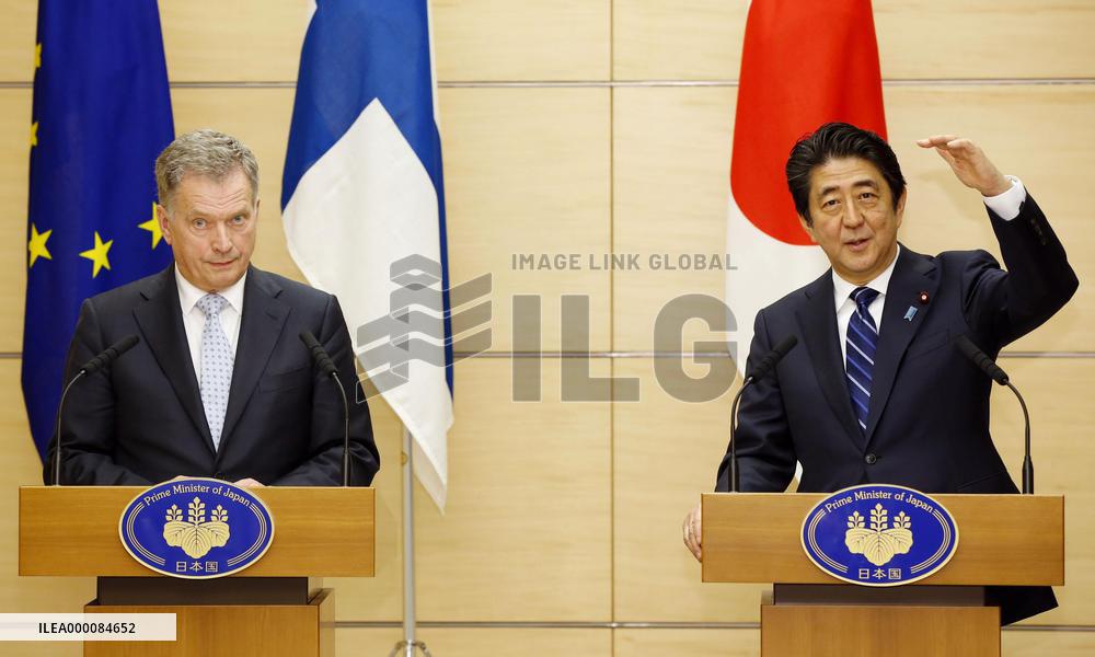 Finland Pres. Niinisto meets with Japan Prime Minister Abe