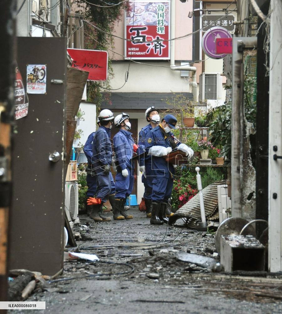 Day after fire on famous "Golden Street" in Tokyo