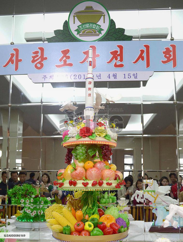 Candy sculptures on display in Pyongyang