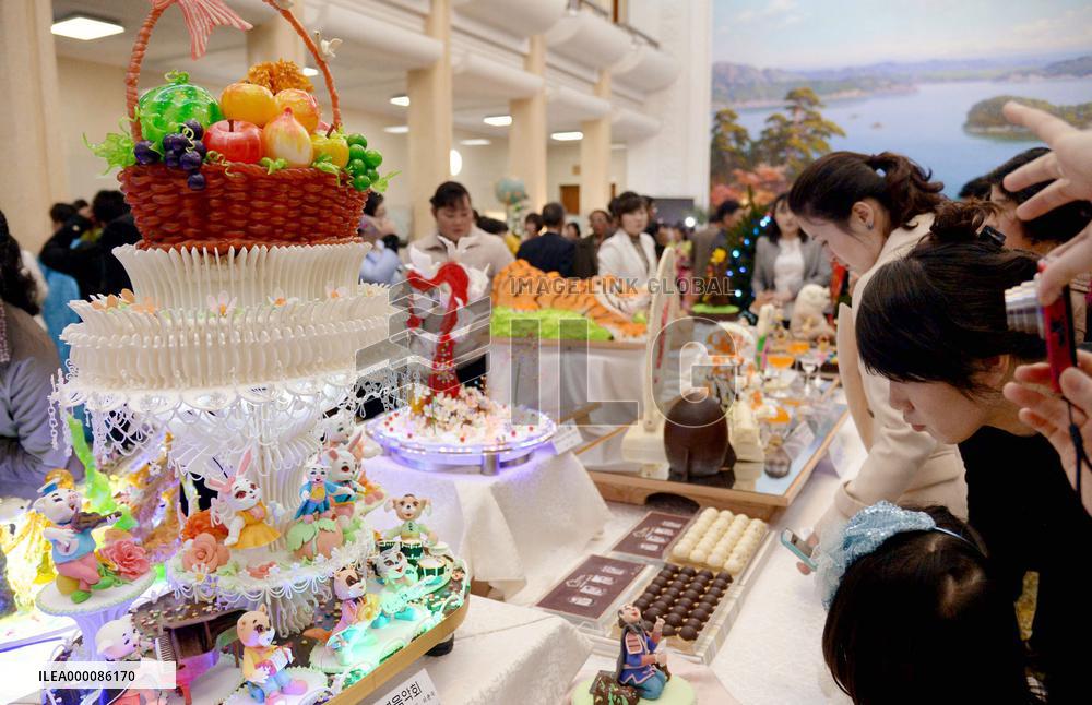 Candy sculptures on display in Pyongyang