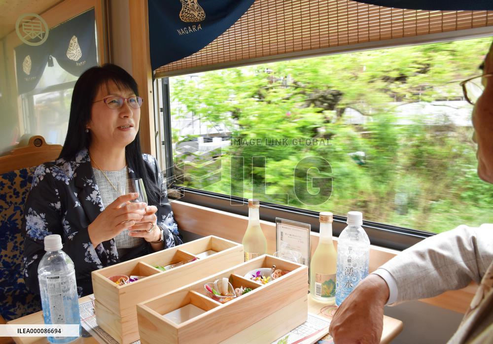 Luxury train service opens in central Japan
