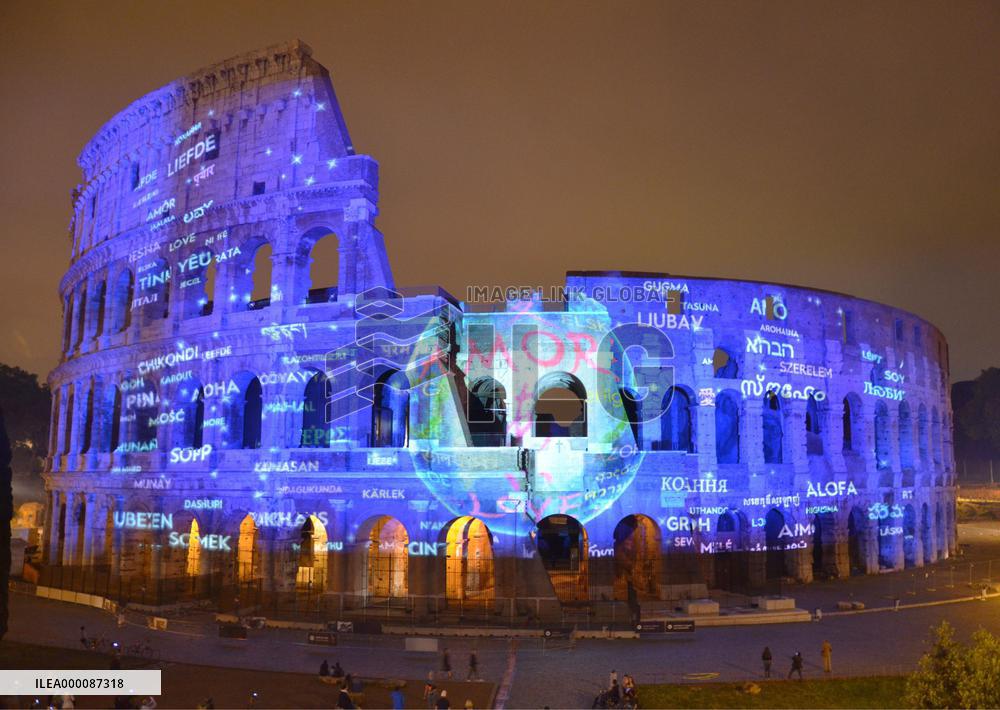 Colosseum lit up to mark 150th anniv. of Japan, Italy ties