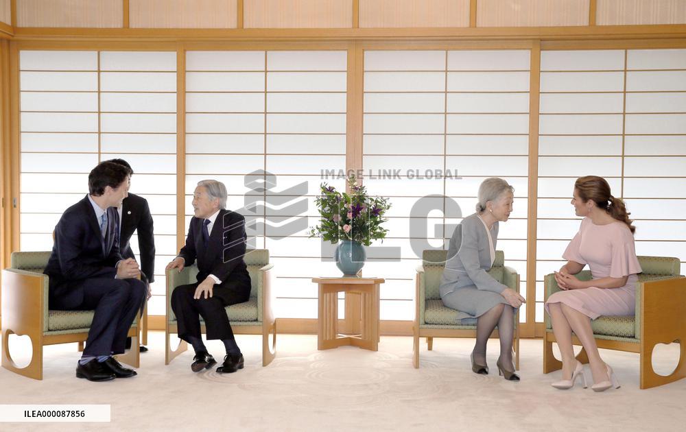 Emperor, empress meet with Canadian prime minister, wife