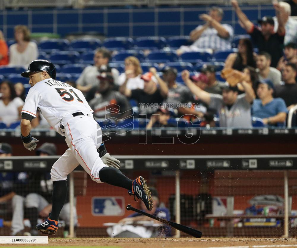 Ichiro gets hit in Marlins' win