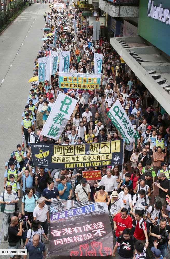 Thousands march in Hong Kong over booksellers' disappearance