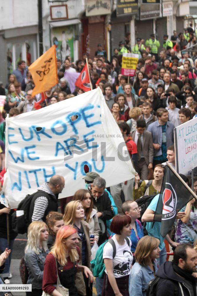 Protestors march in London against Brexit decision