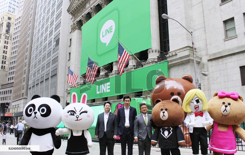 Japanese messaging app operator Line debuts on N.Y. bourse