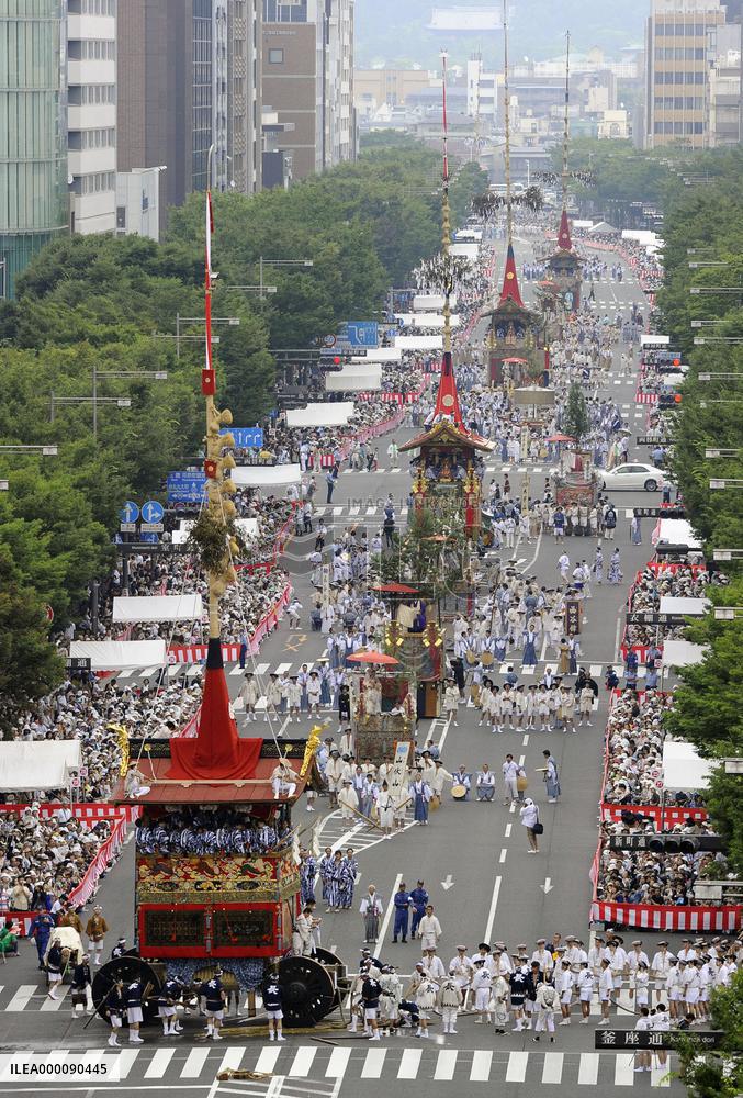Float procession during Gion Festival in Kyoto