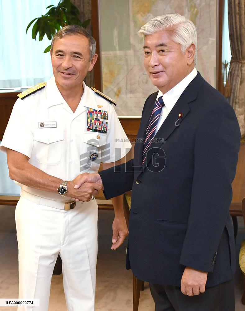 Japan defense head, U.S. Pacific Command chief agree on S. China Sea