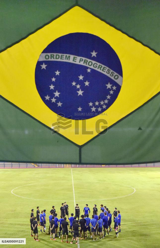 Japan Olympic soccer team practices in Manaus