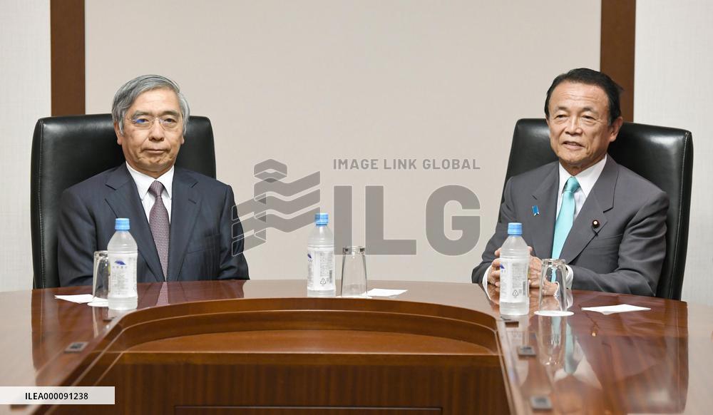 BOJ Gov. Kuroda, Finance Minister Aso hold talks